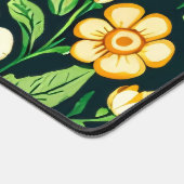 緑と金ゴールドの花とキノコ デスクマット (コーナー)