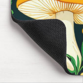 緑と金ゴールドの花とキノコ マウスパッド (コーナー)