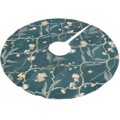 緑と金ゴールドの花柄 ブラッシュドポリエステルツリースカート (アングル)