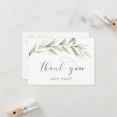 緑と金ゴールドの葉ありがとう カード (正面/裏面インサイチュ)