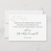 緑と金ゴールドの葉ありがとう カード (裏面)