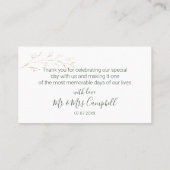 緑と金ゴールドの葉ありがとう 名刺 (裏面)