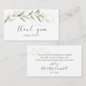 緑と金ゴールドの葉ありがとう 名刺 (正面/裏面)