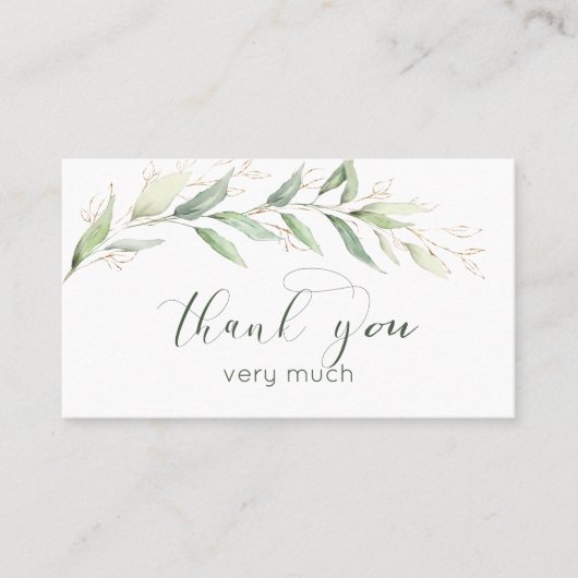 緑と金ゴールドの葉ありがとう 名刺 (正面)