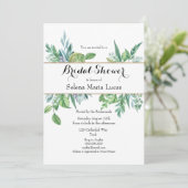 緑と金ゴールドの葉のブライダルシャワーへの招待 招待状 (スタンド正面)