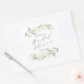 緑と金ゴールドの葉のブライダルシャワー スクエアシール (封筒)