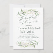 緑と金ゴールドの葉のブライダルシャワー 招待状 (正面)