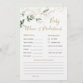 緑と金ゴールドの葉のベビー予測とアドバイスカード (正面/裏面)