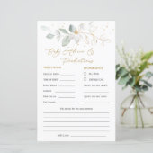 緑と金ゴールドの葉のベビー予測とアドバイスカード (スタンド正面)