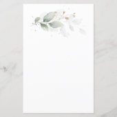 緑と金ゴールドの葉のベビー予測とアドバイスカード (裏面)