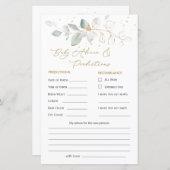 緑と金ゴールドの葉のベビー予測とアドバイスカード (正面/裏面)