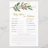 緑と金ゴールドの葉のベビー予測とアドバイスカード (正面)
