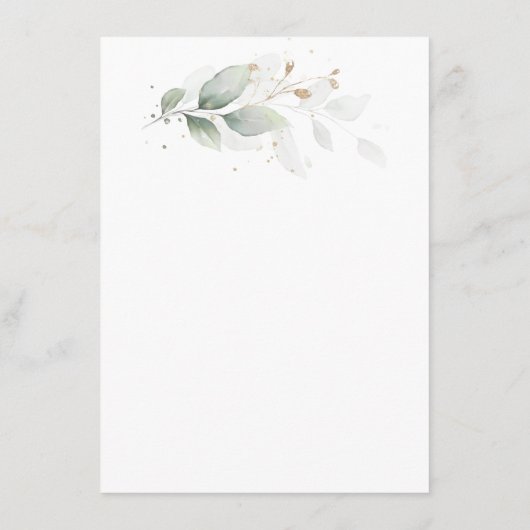 緑と金ゴールドの葉のベビー予測とアドバイス エンクロージャーカード (裏面)