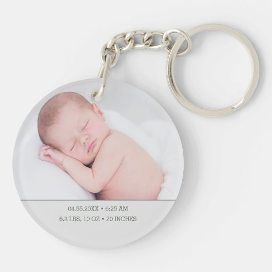 緑と金ゴールドの葉のベビー発表キーチェーン キーホルダー (裏面)