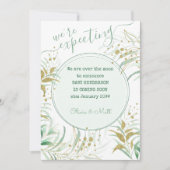 緑と金ゴールドの葉の妊娠を期待していた 案内状 (正面)