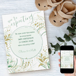 緑と金ゴールドの葉の妊娠を期待していた 案内状
