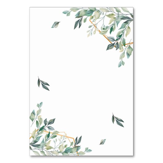 緑と金ゴールドの葉の表の表番号  テーブルナンバー (裏面)