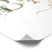 緑と金ゴールドの葉ウェルカムベビーシャワーのサイン ポスター (角)