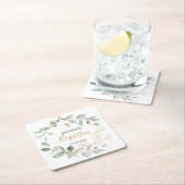 緑と金ゴールドの葉バプテスマ紙コースター スクエアペーパーコースター (インサイチュ)