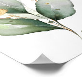 緑と金ゴールドの葉リハーサルのディナーサイン ポスター (角)