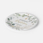 緑と金ゴールドの葉洗礼紙プレート ペーパープレート (アングル)