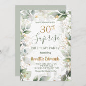 緑と金ゴールドの葉30歳の誕生日パーティー 招待状 (正面/裏面)