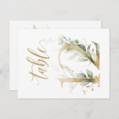 緑と金ゴールドの葉、表12、表番号 ポストカード (正面/裏面)