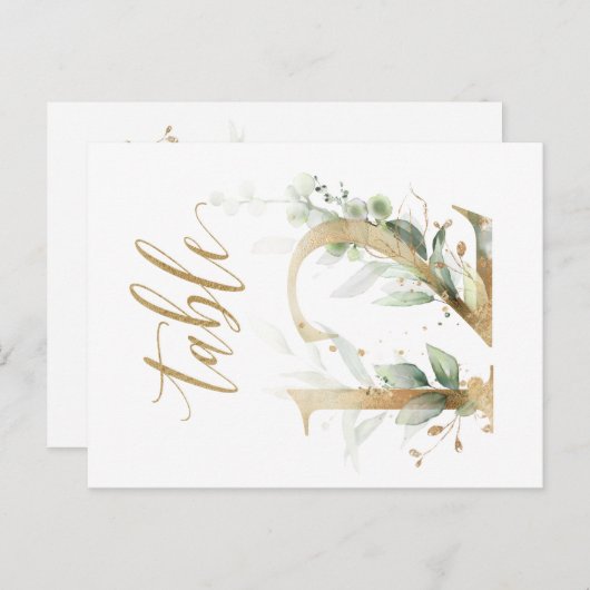 緑と金ゴールドの葉、表12、表番号 ポストカード (正面/裏面)