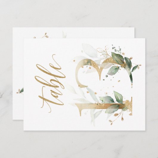 緑と金ゴールドの葉、表13、表の番号 ポストカード (正面/裏面)