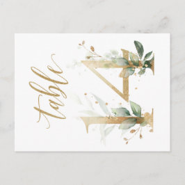 緑と金ゴールドの葉、表14、表の番号 ポストカード