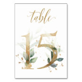緑と金ゴールドの葉、表15、表番号 テーブルナンバー (裏面)