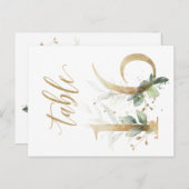 緑と金ゴールドの葉、表16、表の番号 ポストカード (正面/裏面)