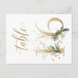 緑と金ゴールドの葉、表16、表の番号 ポストカード