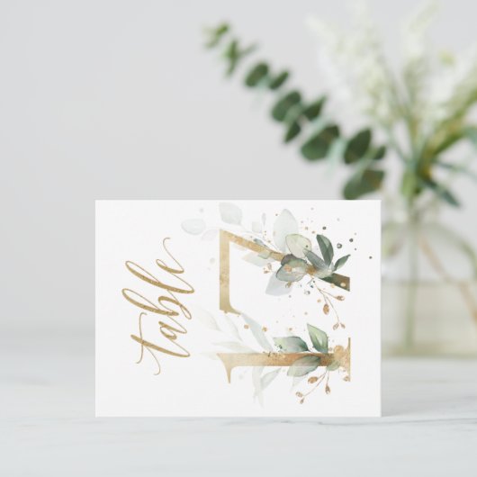 緑と金ゴールドの葉、表17、表の番号 ポストカード (スタンド正面)