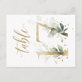 緑と金ゴールドの葉、表17、表の番号 ポストカード