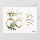 緑と金ゴールドの葉、表18、表の番号 ポストカード (裏面)