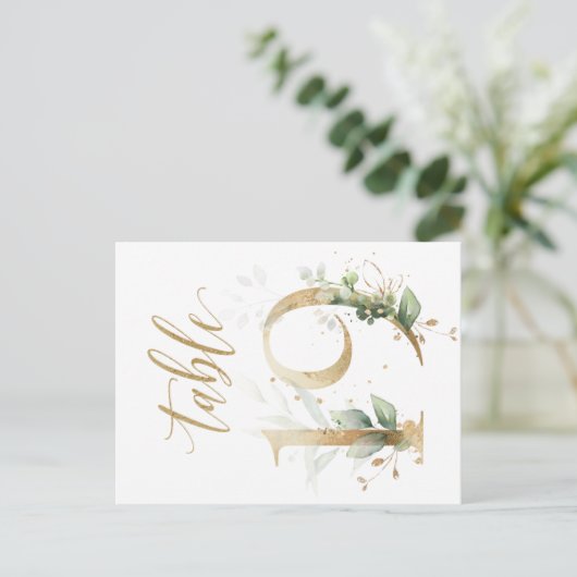 緑と金ゴールドの葉、表19、表の番号 ポストカード (スタンド正面)