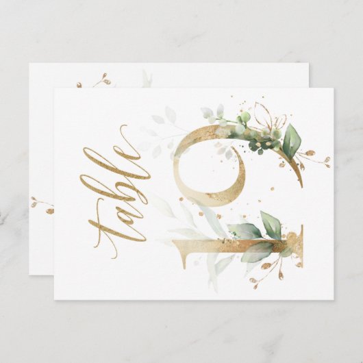 緑と金ゴールドの葉、表19、表の番号 ポストカード (正面/裏面)