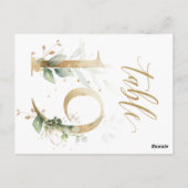 緑と金ゴールドの葉、表19、表の番号 ポストカード (裏面)