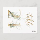 緑と金ゴールドの葉、表21、表番号 ポストカード (裏面)