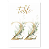 緑と金ゴールドの葉、表22、表番号 テーブルナンバー (正面)