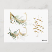 緑と金ゴールドの葉、表23、表の番号 ポストカード (裏面)