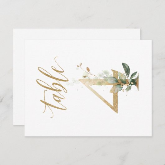 緑と金ゴールドの葉、表4、表の番号 ポストカード (正面/裏面)