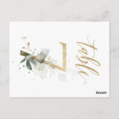 緑と金ゴールドの葉、表7、表の番号 ポストカード (裏面)