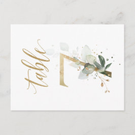 緑と金ゴールドの葉、表7、表の番号 ポストカード