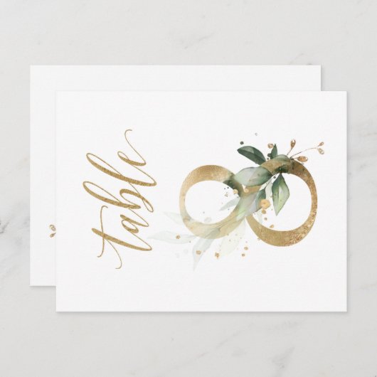 緑と金ゴールドの葉，表8，表番号 ポストカード (正面/裏面)