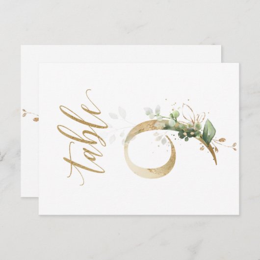 緑と金ゴールドの葉，表9，表番号 ポストカード (正面/裏面)