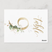 緑と金ゴールドの葉，表9，表番号 ポストカード (裏面)