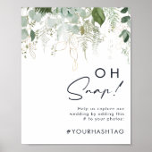 緑と金ゴールドの葉Ohスナップのハッシュタグポスター ポスター (正面)