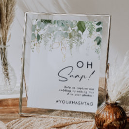 緑と金ゴールドの葉Ohスナップのハッシュタグポスター ポスター